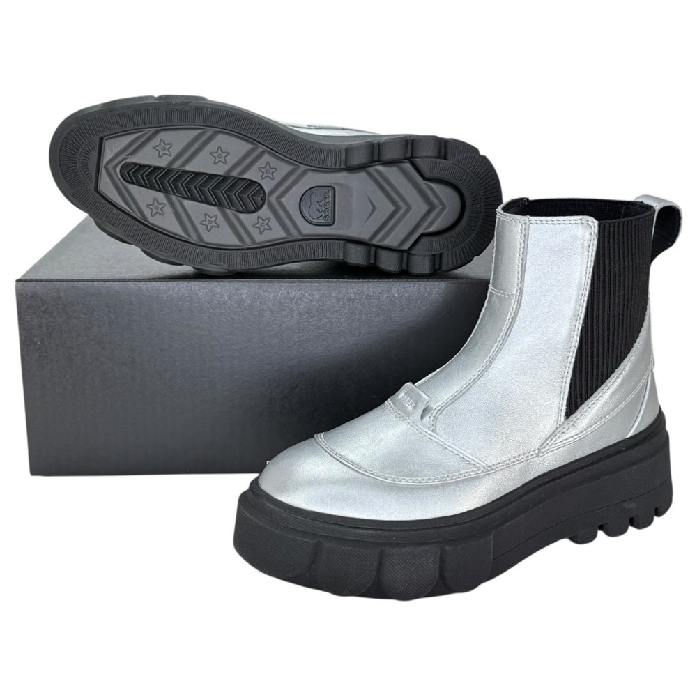 Sorel Caribou X Silver Leather Waterproof Womens Chelsea Boots Size 8M - Picture 12 of 14